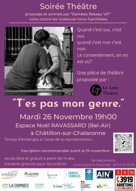 Soirée théâtre sur le consentement le 26/11 2024 à l'espace Ravassard (19h)